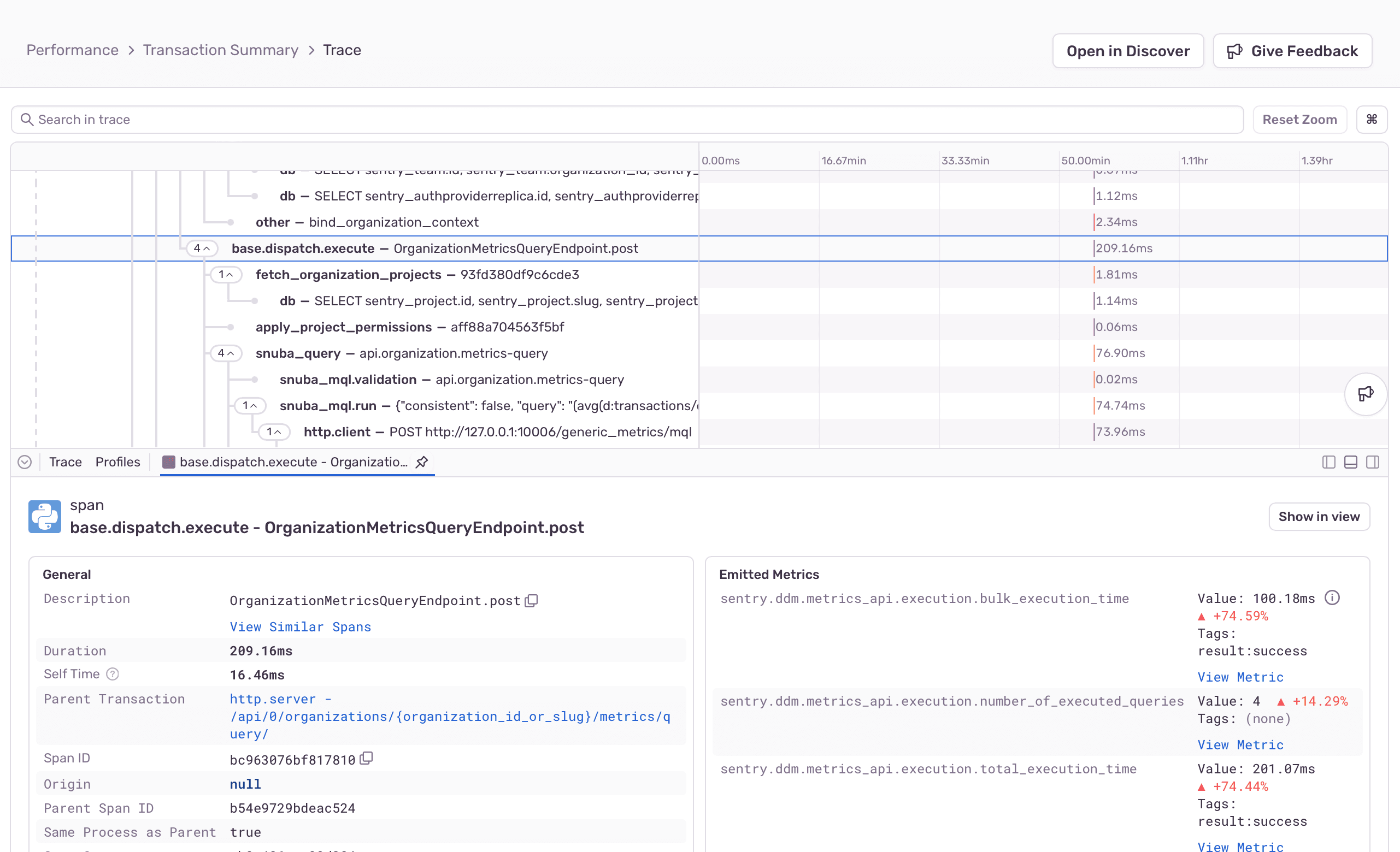 Trace View Metrics